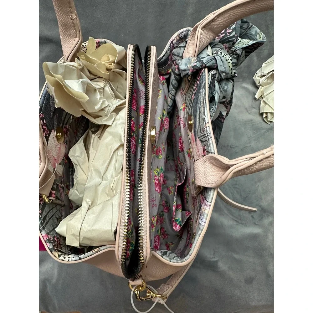 Betsey Johnson Satchel XOGIGI Pink Multi‎ Scarf Handbag NWT Crossbody Purse
